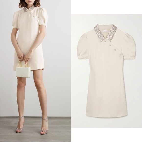 SELF-PORTRAIT Crystal-Embellished Crepe Mini Dress - Picture 1 of 13